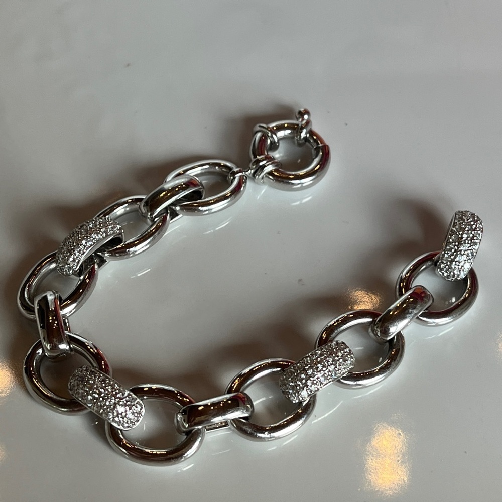 Diamond & Sterling Silver Chunky Chain Link Bracelet
